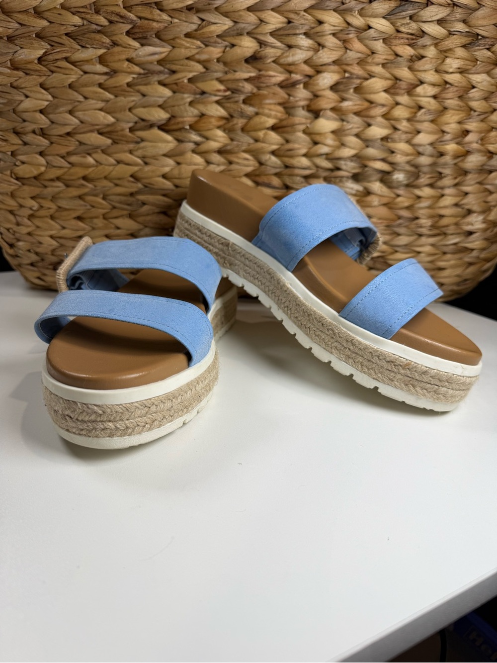 MIA Light Blue Double-Strap Platform Slide Sandals - Picture 3 of 6